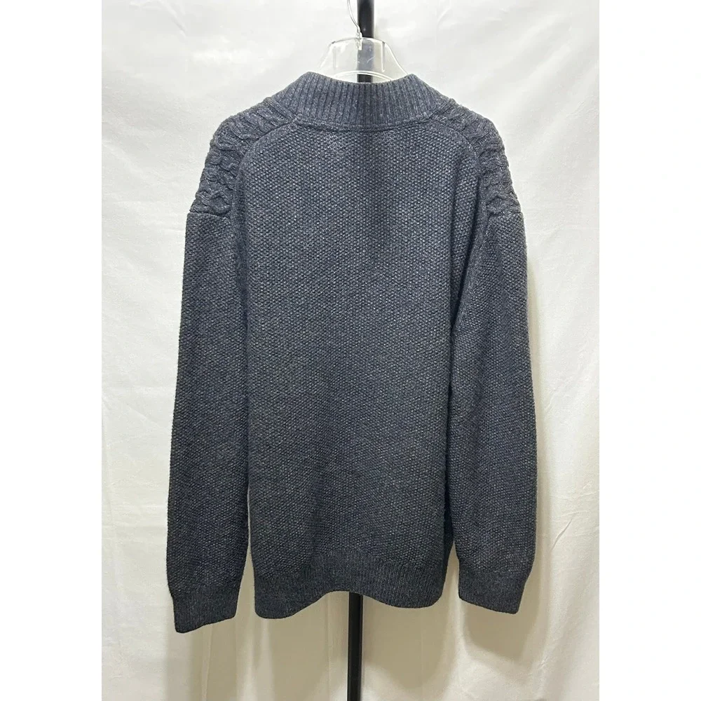 Joseph Abboud Mens 2X‎ Shawl Collar Cable Knit Wool Blend Sweater Blue